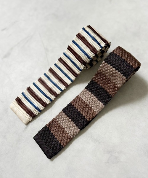 Port（ポート）の「【 IMARI / イマリ 】 ボーダー ニット ネクタイ #_（ネクタイ・レディース・ブラウン/レッド/ブラック/グレー/ブルー/アイボリー・FREE）」の9枚目の写真