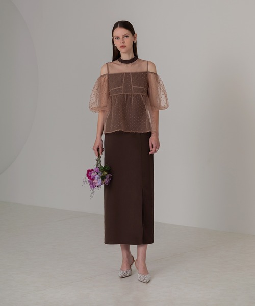 Leja（レジャ）の「【LEJA】レースドットビスチェセットアップIライン