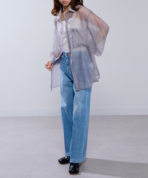 MAISON BREEZE（メゾンブリーズ）の「【MAISON BREEZE】ラメワッシャー シアーシャツ ブラウス シアートップス DTK（シャツ/ブラウス・レディース・ブラック/オフホワイト/グレー/ブラウン・FREE）」の22枚目の写真