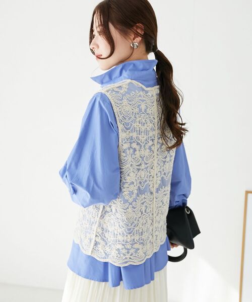 le.coeur blanc（ルクールブラン）の「《手洗い可能》TORRAZZO DONNAメッシュレースベスト（シャツ/ブラウス・レディース・ブラック/ベージュ/ホワイト・38）」の16枚目の写真