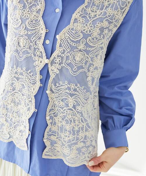 le.coeur blanc（ルクールブラン）の「《手洗い可能》TORRAZZO DONNAメッシュレースベスト（シャツ/ブラウス・レディース・ブラック/ベージュ/ホワイト・38）」の18枚目の写真