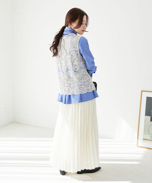 le.coeur blanc（ルクールブラン）の「《手洗い可能》TORRAZZO DONNAメッシュレースベスト（シャツ/ブラウス・レディース・ブラック/ベージュ/ホワイト・38）」の21枚目の写真