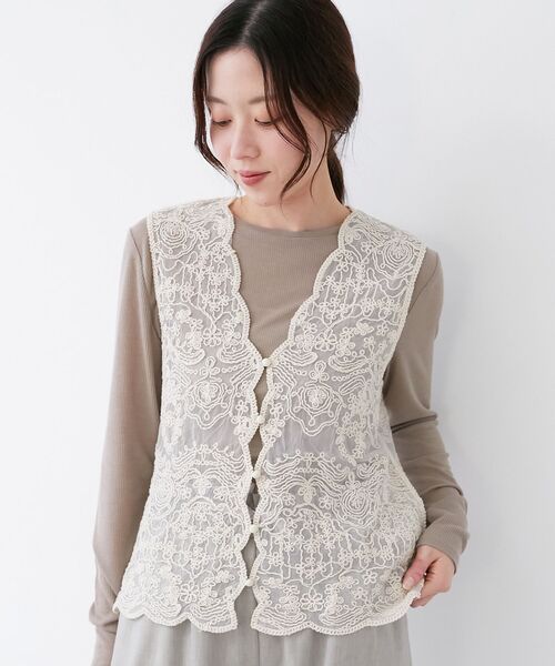 ブラウス シャツ 「手洗い可能」TORRAZZO DONNAメッシュレースベスト レディース le.coeur blanc ブラウス シャツ 「手洗い可能」TORRAZZO DONNA