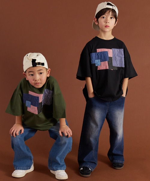セール】【PAIRMANON STREET】異素材 パッチワーク 半袖 Tシャツ