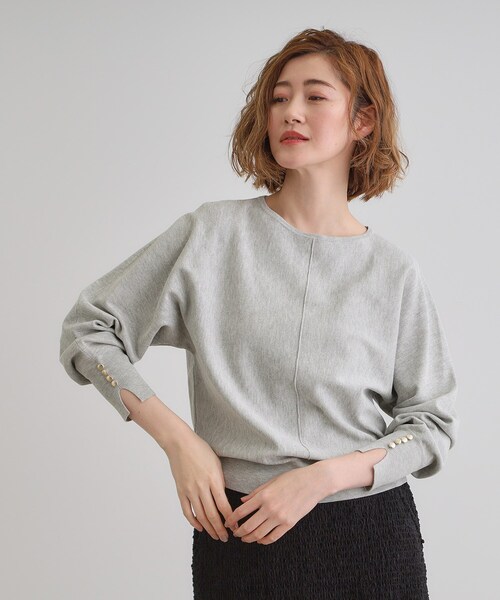 grove（グローブ）の「【MW／抗ピル】センターシームドルマンプルオーバー（ニット/セーター・レディース・スミクロ/イエロー系その他/オフホワイト/グレー・02/03/01/04/05）」の4枚目の写真