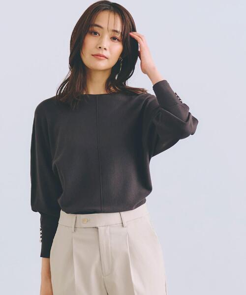 grove（グローブ）の「【MW／抗ピル】センターシームドルマンプルオーバー（ニット/セーター・レディース・スミクロ/イエロー系その他/オフホワイト/グレー・02/03/01/04/05）」の3枚目の写真