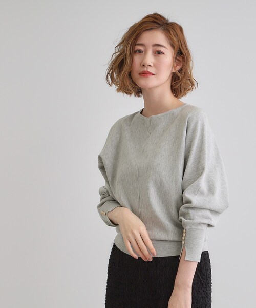 grove（グローブ）の「【MW／抗ピル】センターシームドルマンプルオーバー（ニット/セーター・レディース・スミクロ/イエロー系その他/オフホワイト/グレー・02/03/01/04/05）」の8枚目の写真