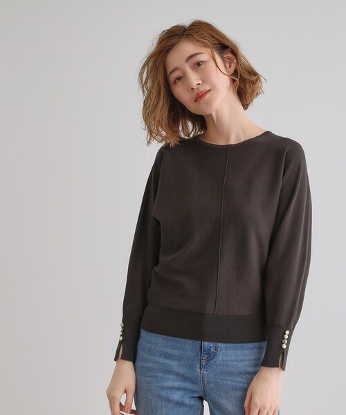 grove（グローブ）の「【MW／抗ピル】センターシームドルマンプルオーバー（ニット/セーター・レディース・スミクロ/イエロー系その他/オフホワイト/グレー・02/03/01/04/05）」の12枚目の写真