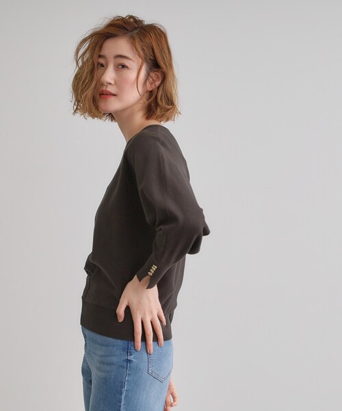 grove（グローブ）の「【MW／抗ピル】センターシームドルマンプルオーバー（ニット/セーター・レディース・スミクロ/イエロー系その他/オフホワイト/グレー・02/03/01/04/05）」の13枚目の写真