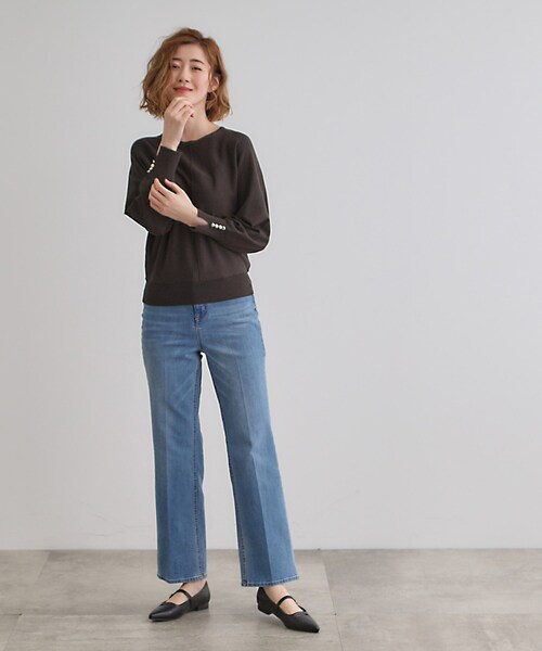 grove（グローブ）の「【MW／抗ピル】センターシームドルマンプルオーバー（ニット/セーター・レディース・スミクロ/イエロー系その他/オフホワイト/グレー・02/03/01/04/05）」の14枚目の写真