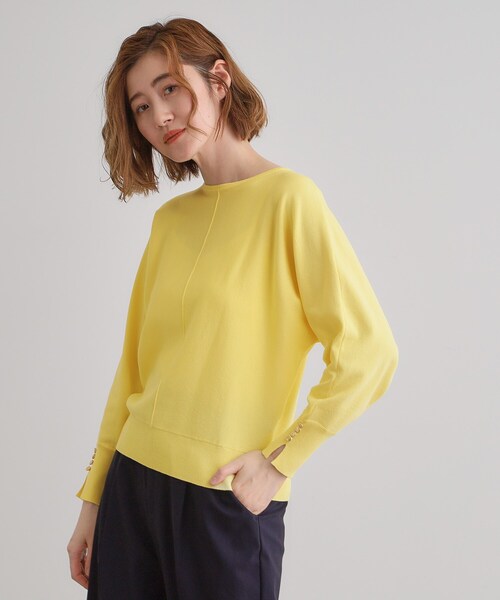 grove（グローブ）の「【MW／抗ピル】センターシームドルマンプルオーバー（ニット/セーター・レディース・スミクロ/イエロー系その他/オフホワイト/グレー・02/03/01/04/05）」の17枚目の写真