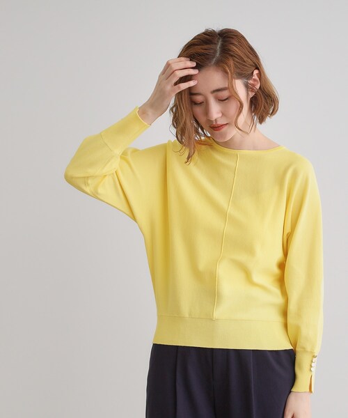 grove（グローブ）の「【MW／抗ピル】センターシームドルマンプルオーバー（ニット/セーター・レディース・スミクロ/イエロー系その他/オフホワイト/グレー・02/03/01/04/05）」の18枚目の写真