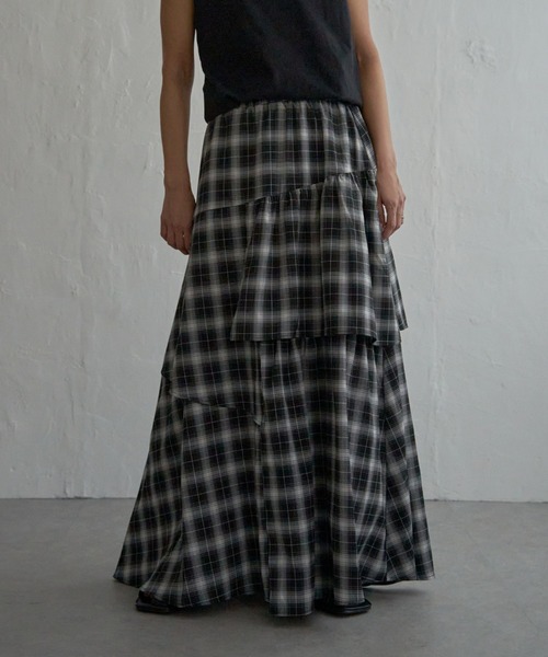 notch.（ノッチ）の「【sweet web掲載】アシメティアードスカート（スカート・レディース・ブラック/ブルー/チェック・M/TM）」の4枚目の写真