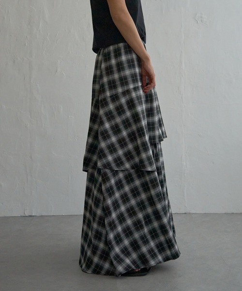 notch.（ノッチ）の「【sweet web掲載】アシメティアードスカート（スカート・レディース・ブラック/ブルー/チェック・M/TM）」の6枚目の写真