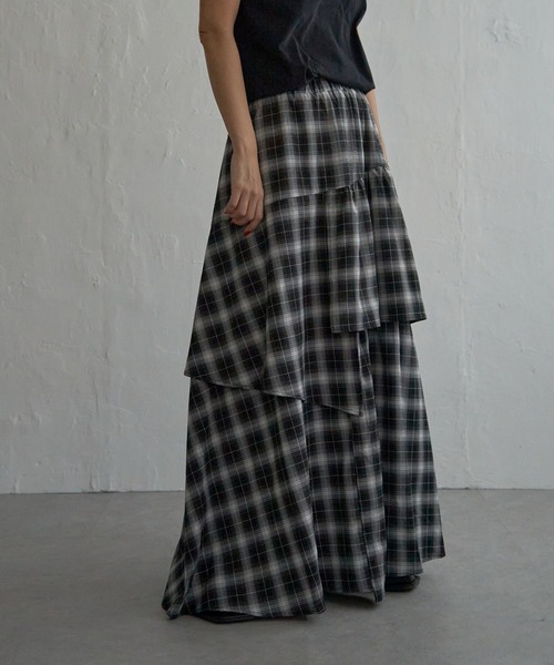 notch.（ノッチ）の「【sweet web掲載】アシメティアードスカート（スカート・レディース・ブラック/ブルー/チェック・M/TM）」の5枚目の写真