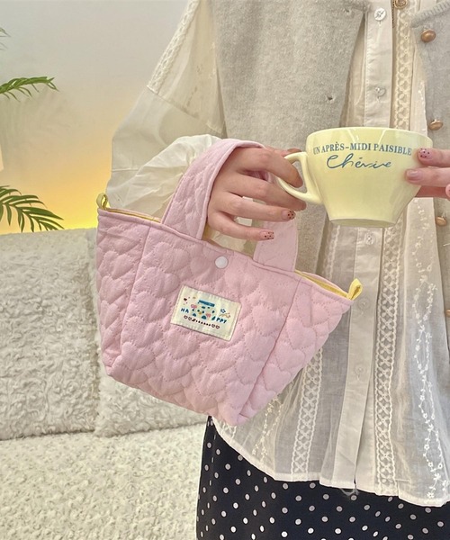 Mignonjour（ミニョンジュール）の「Mignonjour/ハートキルティングミニトートバッグ M2670（トートバッグ・レディース・ピンク/ブルー・FREE）」の3枚目の写真