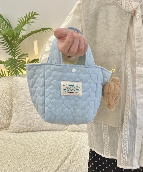 Mignonjour（ミニョンジュール）の「Mignonjour/ハートキルティングミニトートバッグ M2670（トートバッグ・レディース・ピンク/ブルー・FREE）」の6枚目の写真