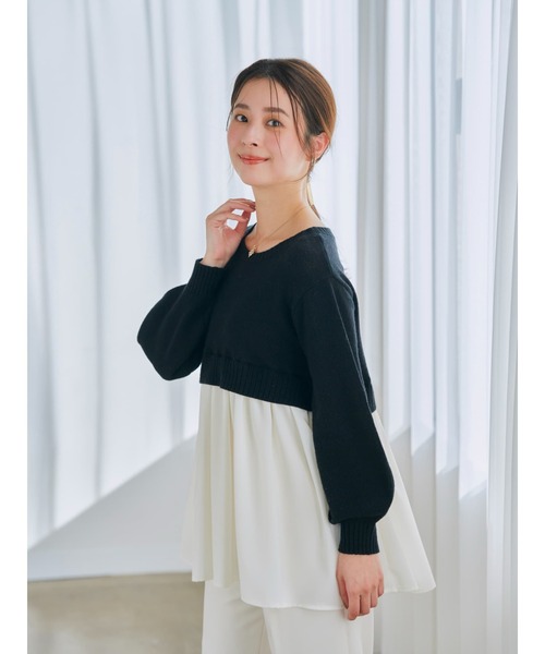 COHINA(コヒナ)の「ショートニットドッキングトップス 【低身長・小柄女性】(ニット/セーター・レディース・ブラック/レッド・ONE SIZE)」の18枚目の写真