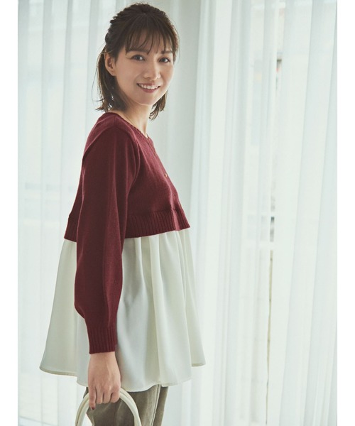 COHINA(コヒナ)の「ショートニットドッキングトップス 【低身長・小柄女性】(ニット/セーター・レディース・ブラック/レッド・ONE SIZE)」の13枚目の写真