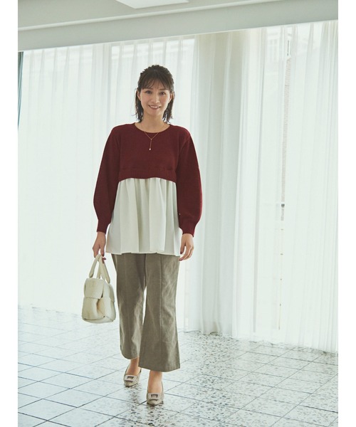 COHINA(コヒナ)の「ショートニットドッキングトップス 【低身長・小柄女性】(ニット/セーター・レディース・ブラック/レッド・ONE SIZE)」の14枚目の写真