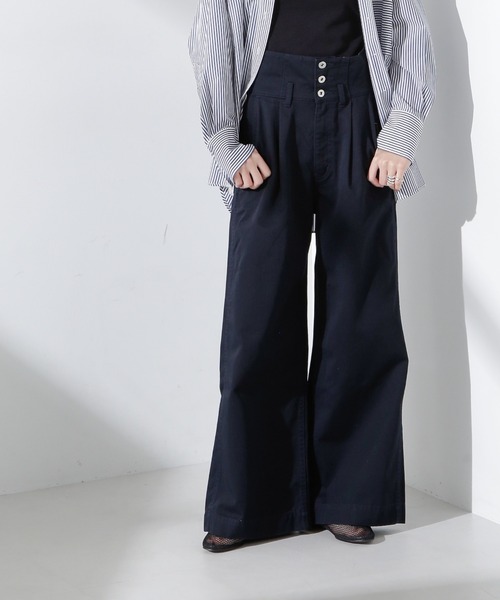 NANO universe(ナノユニバース)の「コルセットバギーチノパンツ(チノパンツ・レディース・ベージュ/ネイビー・S/M)」の1枚目の写真