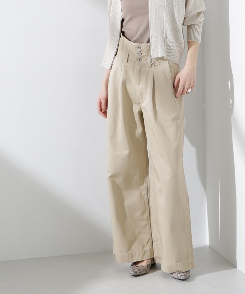 NANO universe(ナノユニバース)の「コルセットバギーチノパンツ(チノパンツ・レディース・ベージュ/ネイビー・S/M)」の3枚目の写真