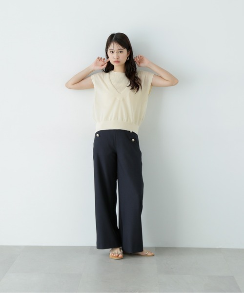 N.(N. Natural Beauty Basic)(エヌエヌナチュラルビューティーベーシック)の「マリンワイドパンツ(その他パンツ・レディース・ネイビー/ベージュ・MEDIUM/SMALL)」の15枚目の写真