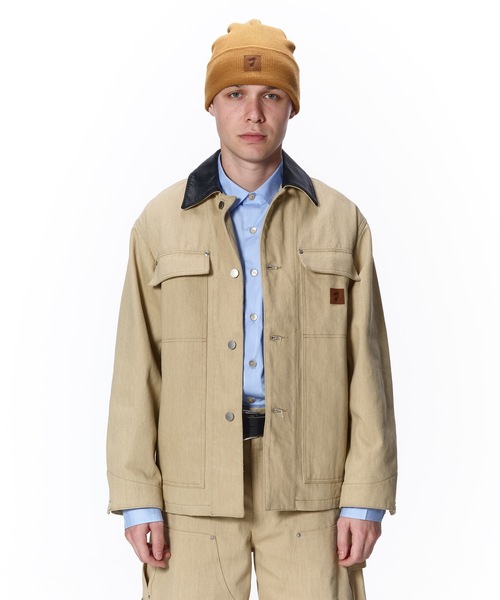 Jieda（ジエダ）の「LEATHER COLLAR FADE COVERALL（カバーオール・メンズ・ブラック/ベージュ/カーキ・1/2）」の7枚目の写真