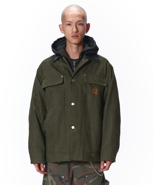 Jieda（ジエダ）の「LEATHER COLLAR FADE COVERALL（カバーオール・メンズ・ブラック/ベージュ/カーキ・1/2）」の13枚目の写真