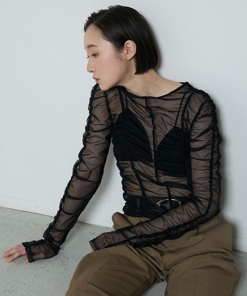 セール】Tulle shirring tops / チュール シャーリング トップス