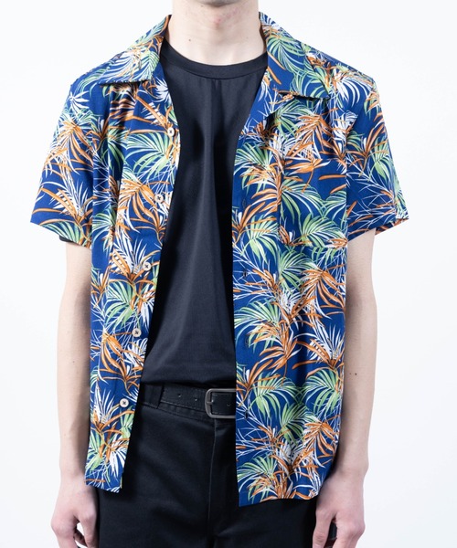 BARCEDOS（バルセドス）の「レーヨン アロハシャツ（シャツ/ブラウス・メンズ・ブラック×レッド/ライトブルー/ホワイト×ブラック/サックスブルー/スカイブルー/ブルー/ブラック×ブルー/インディゴ×ゴールド/ブラック×ホワイト/イエロー/ネイビー×ホワイト/ブラックミックス・L/LL/M）」の9枚目の写真