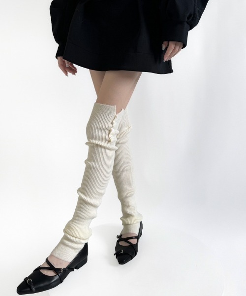 UP START（アップスタート）の「【LAMPOON】リブニーハイレッグウォーマー（レッグウォーマー・レディース・ベージュ/グレー/ホワイト/ブラック・FREE）」の7枚目の写真