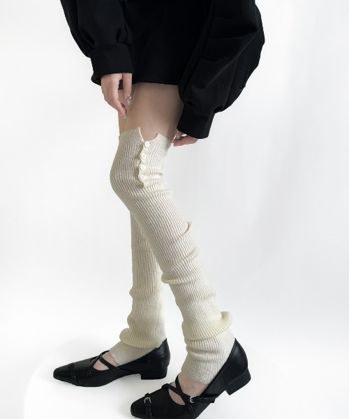 UP START（アップスタート）の「【LAMPOON】リブニーハイレッグウォーマー（レッグウォーマー・レディース・ベージュ/グレー/ホワイト/ブラック・FREE）」の8枚目の写真
