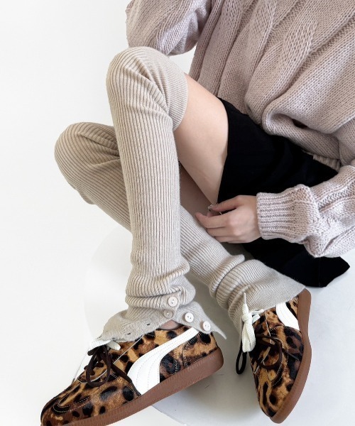 UP START（アップスタート）の「【LAMPOON】リブニーハイレッグウォーマー（レッグウォーマー・レディース・ベージュ/グレー/ホワイト/ブラック・FREE）」の11枚目の写真