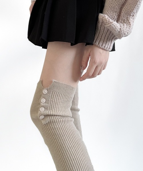 UP START（アップスタート）の「【LAMPOON】リブニーハイレッグウォーマー（レッグウォーマー・レディース・ベージュ/グレー/ホワイト/ブラック・FREE）」の13枚目の写真