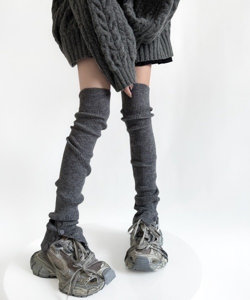 UP START（アップスタート）の「【LAMPOON】リブニーハイレッグウォーマー（レッグウォーマー・レディース・ベージュ/グレー/ホワイト/ブラック・FREE）」の16枚目の写真