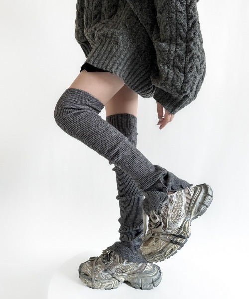 UP START（アップスタート）の「【LAMPOON】リブニーハイレッグウォーマー（レッグウォーマー・レディース・ベージュ/グレー/ホワイト/ブラック・FREE）」の17枚目の写真