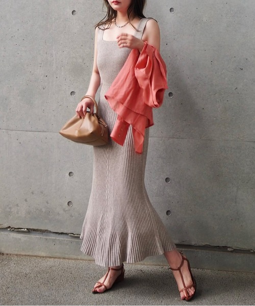 sleeveless lib knit long dress /ノースリーブリブ ニット