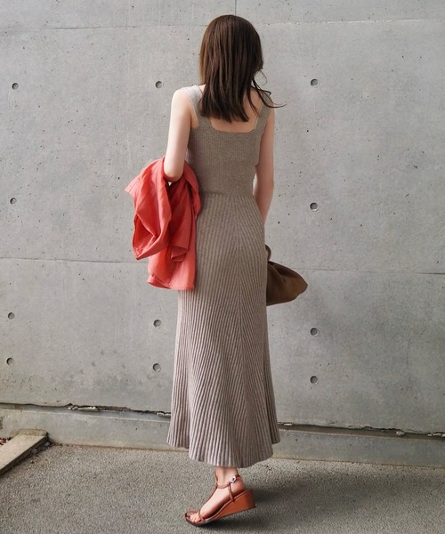 sleeveless lib knit long dress /ノースリーブリブ ニット