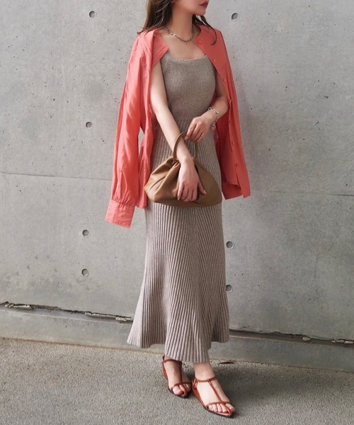sleeveless lib knit long dress /ノースリーブリブ ニット