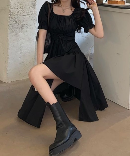 Mejoul(メジュール)の「アシメデザインパフスリーブワンピース(ワンピース・レディース・ホワイト/ブラック・L/M)」の22枚目の写真