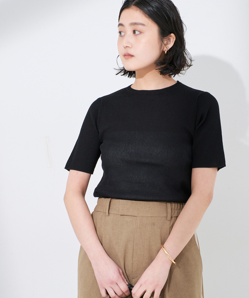 journal standard L'essage（ジャーナルスタンダードレサージュ）の「NAIA リブハーフスリーブプルオーバー（ニット/セーター・レディース・ベージュ/ブラック/アイボリー・FREE）」の10枚目の写真