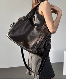 gossip！ロサンゼルス（ゴシップロサンゼルス）の「Y2K レトロ ダブル ファスナー ショルダーバッグ 2WAY/A4対応大容量（ショルダーバッグ）」