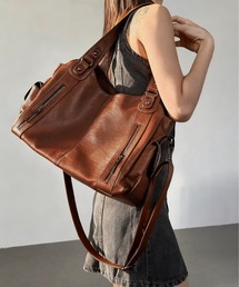 gossip！ロサンゼルス（ゴシップロサンゼルス）の「Y2K レトロ ダブル ファスナー ショルダーバッグ 2WAY/A4対応大容量（ショルダーバッグ）」