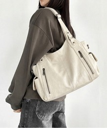 gossip！ロサンゼルス（ゴシップロサンゼルス）の「Y2K レトロ ダブル ファスナー ショルダーバッグ 2WAY/A4対応大容量（ショルダーバッグ）」