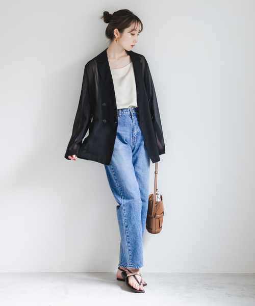 Noble（ノーブル）の「《追加》ソフトオーガンジーシアージャケット 2（テーラードジャケット・レディース・ブラック/ベージュ/ブラウン・36/38）」の21枚目の写真