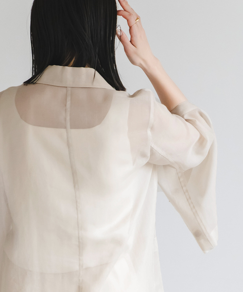 NOBLE ノーブル ソフトオーガンジーシアージャケット ベージュ 38 追加》ソフトオーガンジーシアージャケット 2（テーラード