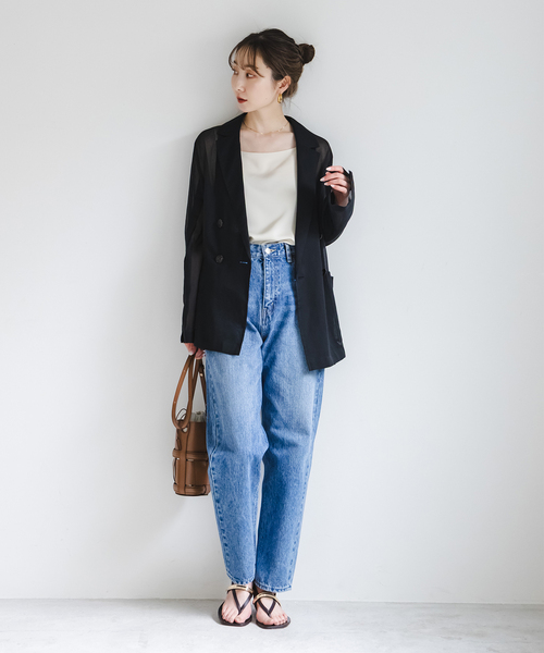 Noble（ノーブル）の「《追加》ソフトオーガンジーシアージャケット 2（テーラードジャケット・レディース・ブラック/ベージュ/ブラウン・36/38）」の6枚目の写真