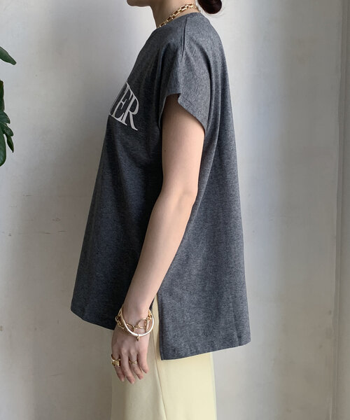 DouDou(ドゥドゥ)の「【WEB限定】ドルマンロゴTEE(Tシャツ/カットソー・レディース・ブラック/オフホワイト/グレー・FREE)」の9枚目の写真