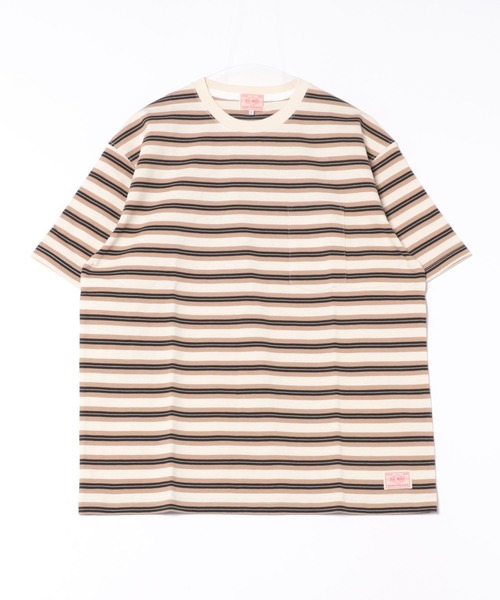 BIG MIKE(ビッグマイク)の「BIG MIKE ビックマイク / レトロボーダー サングラスポケット 半袖Tシャツ // 102528590(Tシャツ/カットソー・メンズ・グリーン系その他/ベージュ系その他/グレー系その他・MEDIUM/X-LARGE/LARGE)」の2枚目の写真